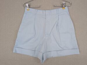 Vintage Cheryl Tiegs Cuffed Shorts Size 10 High Waisted USA Light Blue -0925F123